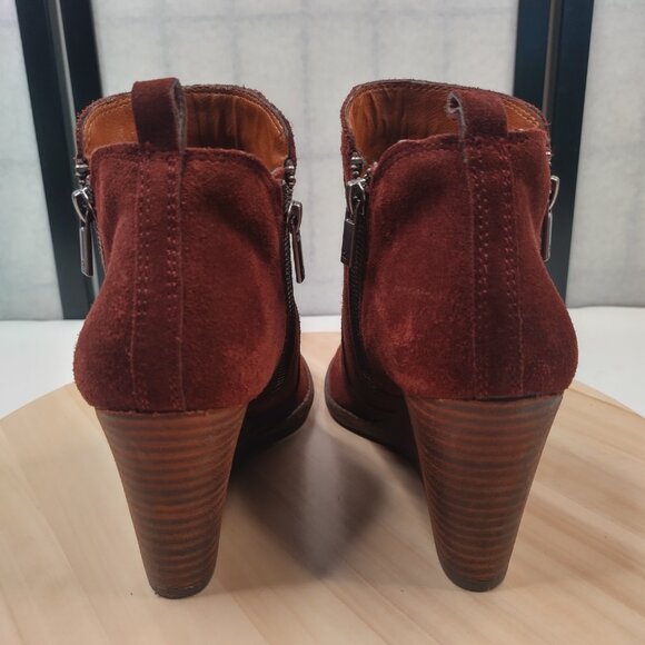 Lucky Brand Yahir Suede Wedge Raisin Burgandy Ankle Booties Women US 9M / 40 - Picture 7 of 13